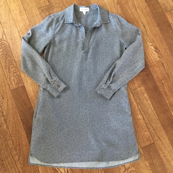 Cloth & Stone grey leopard chambray dress sz S - Picture 2 of 4